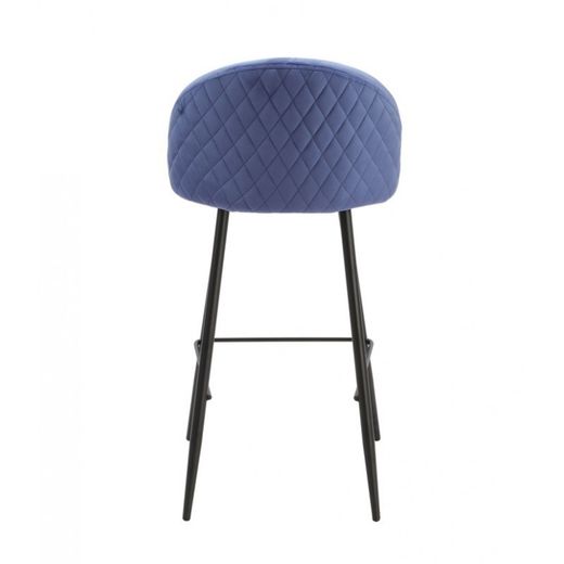 Magda hög pall med ryggstöd i sammet och blå/svart metall, 47x50x96 cm