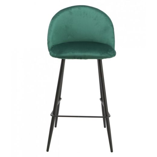 Magda hög pall med ryggstöd i grön/svart sammet och metall, 47x50x96 cm