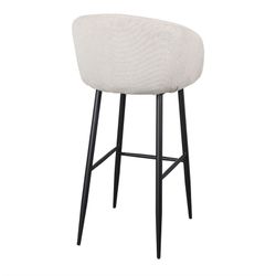 Sgabello alto in acciaio e tessuto nei colori grigio e nero, 54 x 53 x 102 cm | Sagari