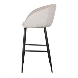 Sgabello alto in acciaio e tessuto nei colori grigio e nero, 54 x 53 x 102 cm | Sagari
