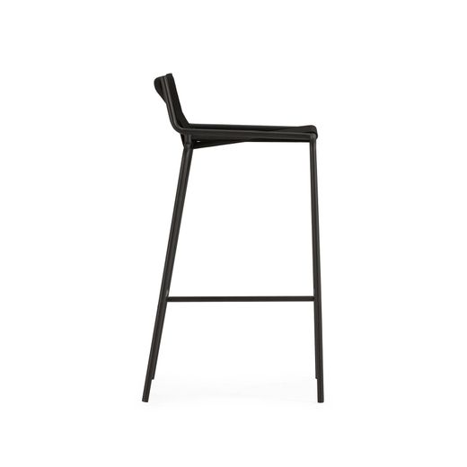 Hoher Hocker aus Seil und Metall, schwarz, 46 x 47 x 80 cm | Emily