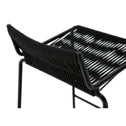 Hoher Hocker aus Seil und Metall, schwarz, 46 x 47 x 80 cm | Emily