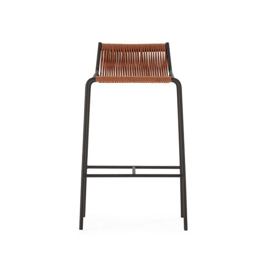 Hoher Hocker aus Seil und Metall in Terrakotta, 45,5 x 47 x 80 cm | Emily