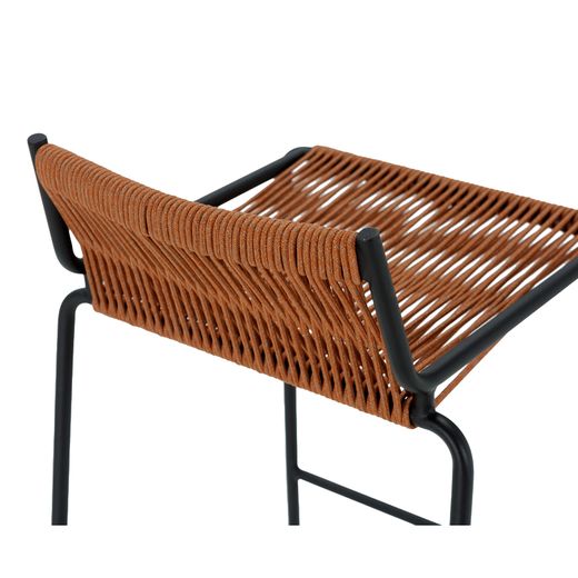 Hoher Hocker aus Seil und Metall in Terrakotta, 45,5 x 47 x 80 cm | Emily