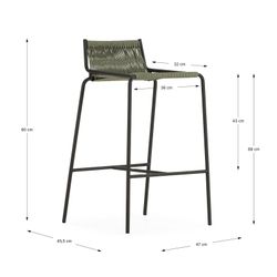 Hoher Hocker aus Seil und Metall in Mintgrün, 46 x 47 x 80 cm | Emily