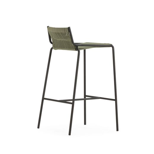 Hoher Hocker aus Seil und Metall in Mintgrün, 46 x 47 x 80 cm | Emily