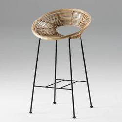 Hög pall i järn och natur/svart flätning, 55 x 52 x 95 cm