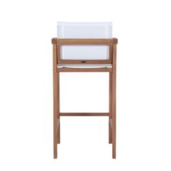 Sgabello alto da giardino in legno di teak e Batyline in naturale e bianco, 55 x 57 x 112 cm | Candon