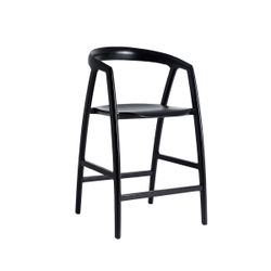 Taburete alto de madera de olmo en negro, 52 x 46 x 97 cm | Hasloch