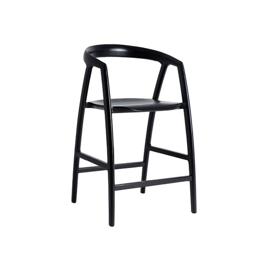 Taburete alto de madera de olmo en negro, 52 x 46 x 97 cm | Hasloch