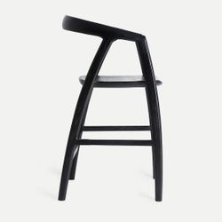 Taburete alto de madera de olmo en negro, 52 x 46 x 97 cm | Hasloch