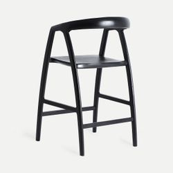 Taburete alto de madera de olmo en negro, 52 x 46 x 97 cm | Hasloch
