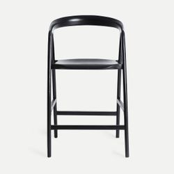Taburete alto de madera de olmo en negro, 52 x 46 x 97 cm | Hasloch