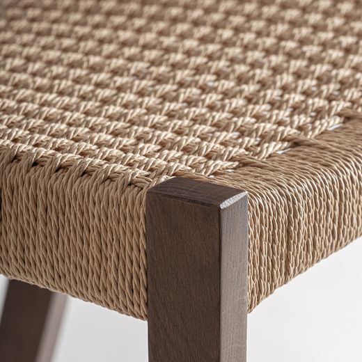 Taburete alto de madera de roble y fibra natural en marrón, 45 x 53 x 96 cm | Flaeh
