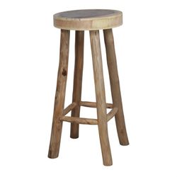 Wysoki taboret z naturalnego drewna tropikalnego, Ø 40 x 72 cm | Dryfowanie
