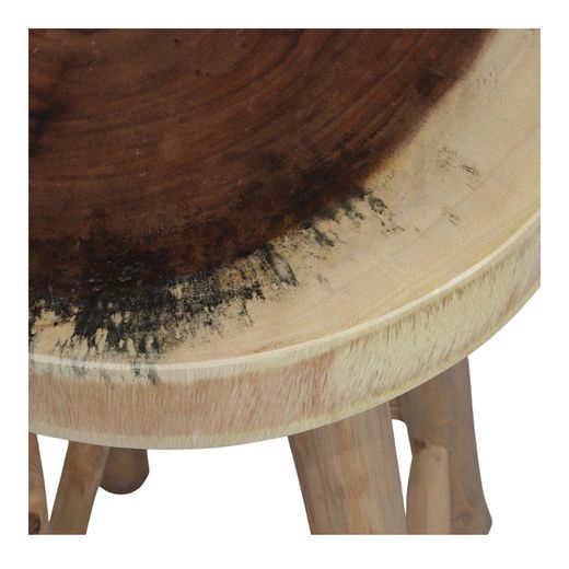 Wysoki taboret z naturalnego drewna tropikalnego, Ø 40 x 72 cm | Dryfowanie