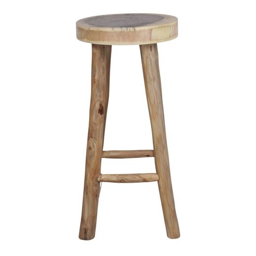 Wysoki taboret z naturalnego drewna tropikalnego, Ø 40 x 72 cm | Dryfowanie