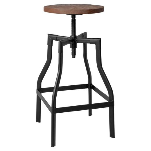 Hög pall i trä och stål i svart och natur, 36 x 36 x 63-77 cm | Stoner