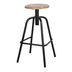 High stool in wood and steel in black and natural, 42 x 42 x 75 cm | Sanderson