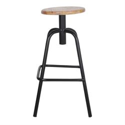 High stool in wood and steel in black and natural, 42 x 42 x 75 cm | Sanderson