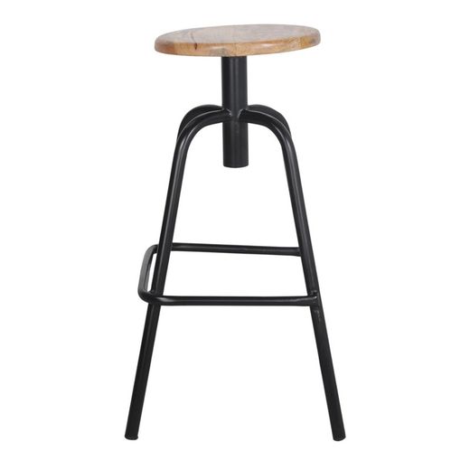 High stool in wood and steel in black and natural, 42 x 42 x 75 cm | Sanderson
