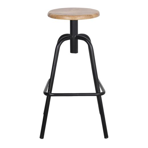 High stool in wood and steel in black and natural, 42 x 42 x 75 cm | Sanderson