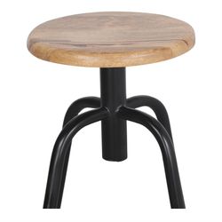 High stool in wood and steel in black and natural, 42 x 42 x 75 cm | Sanderson