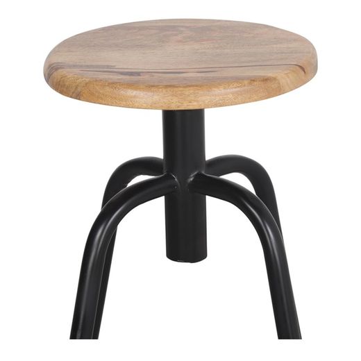 High stool in wood and steel in black and natural, 42 x 42 x 75 cm | Sanderson