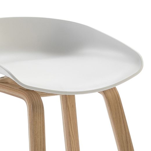 High stool in Wood and White Metal, 50x46x83cm