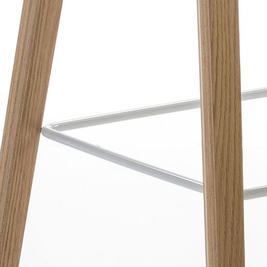 High stool in Wood and White Metal, 50x46x83cm