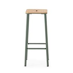 Wysoki stołek z drewna i metalu w kolorze akwamarynowym, 30 x 42 x 65 cm | Abba