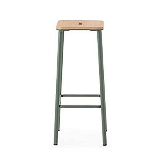 Wysoki stołek z drewna i metalu w kolorze akwamarynowym, 30 x 42 x 65 cm | Abba