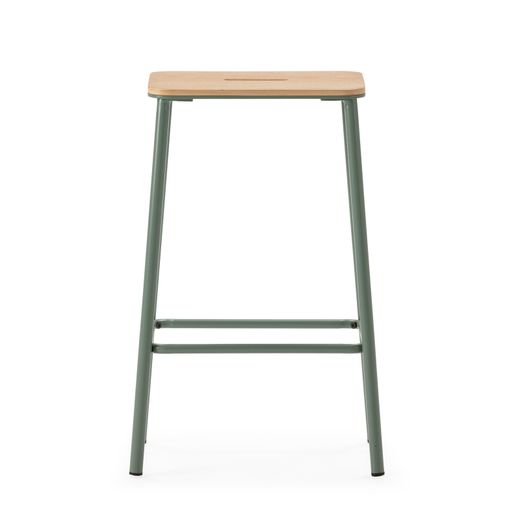 Wysoki stołek z drewna i metalu w kolorze akwamarynowym, 30 x 42 x 65 cm | Abba