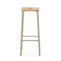 Wysoki stołek z drewna i metalu w kolorze beżowym, 30 x 42 x 65 cm | Abba