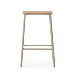 Wysoki stołek z drewna i metalu w kolorze beżowym, 30 x 42 x 65 cm | Abba