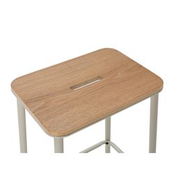 Wysoki stołek z drewna i metalu w kolorze beżowym, 30 x 42 x 65 cm | Abba