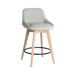 Taburete alto de madera y tejido en natural y beige, 49 x 50 x 92 cm | Arvieu