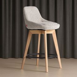 Taburete alto de madera y tejido en natural y beige, 49 x 50 x 92 cm | Arvieu