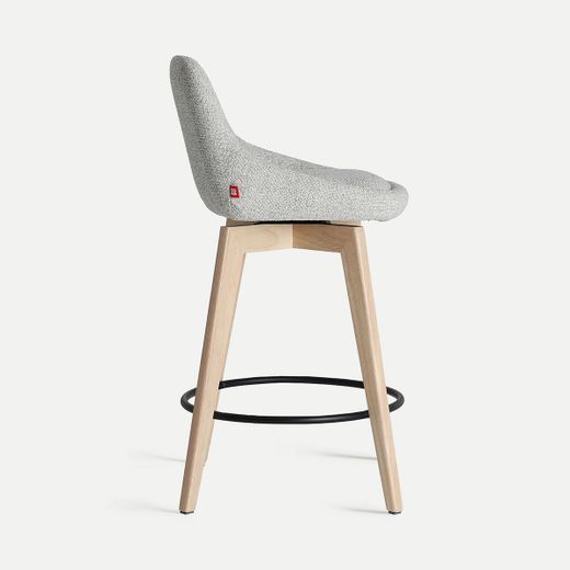 Taburete alto de madera y tejido en natural y beige, 49 x 50 x 92 cm | Arvieu