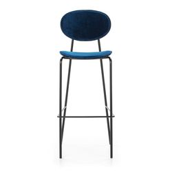 Hög blå/svart sammet och metall pall, 42 x 51 x 107 cm