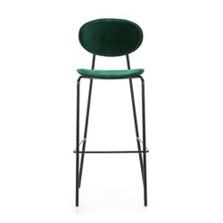 Hög grön/svart sammet och metall pall, 42 x 51 x 107 cm