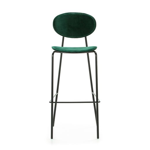 Hög grön/svart sammet och metall pall, 42 x 51 x 107 cm