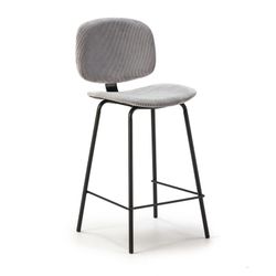 Banqueta alta de veludo cotelê cinza, 44 x 50 x 98 cm | Arus