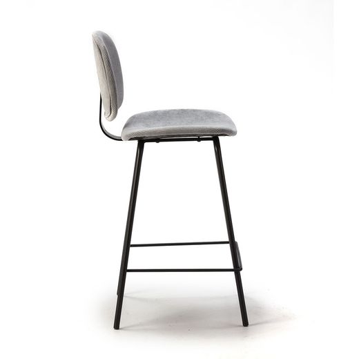 Banqueta alta de veludo cotelê cinza, 44 x 50 x 98 cm | Arus