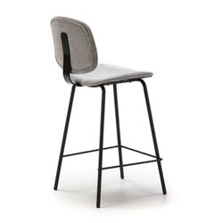 Banqueta alta de veludo cotelê cinza, 44 x 50 x 98 cm | Arus