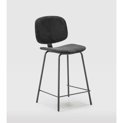Tabouret haut en velours côtelé noir, 44 x 50 x 98 cm | Arus