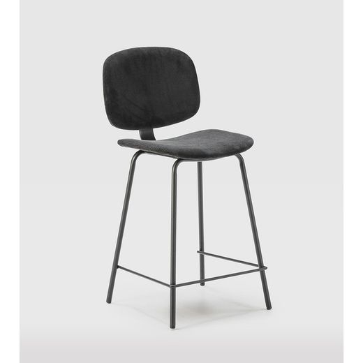 Tabouret haut en velours côtelé noir, 44 x 50 x 98 cm | Arus