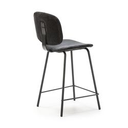Tabouret haut en velours côtelé noir, 44 x 50 x 98 cm | Arus