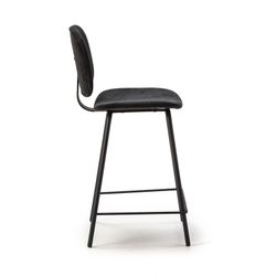 Tabouret haut en velours côtelé noir, 44 x 50 x 98 cm | Arus