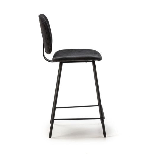 Tabouret haut en velours côtelé noir, 44 x 50 x 98 cm | Arus